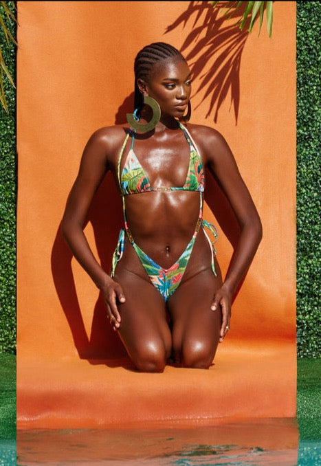 Multicoloured bikini on body