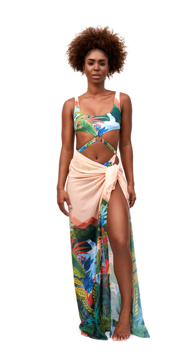Multicoloured Wrap Skirt on body 1