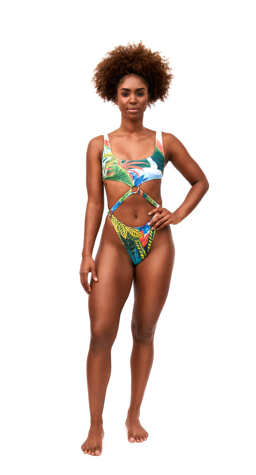 Multi-Coloured one-piece swimsuit on body 1
