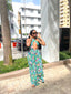 Tropical Wide leg beach pants on body - chiffon material