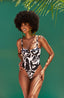 Black and White one-piece swimsuit on body 1